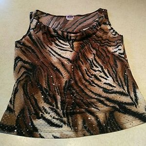 Tiger print shiny tank blouse LARGE 🐯
